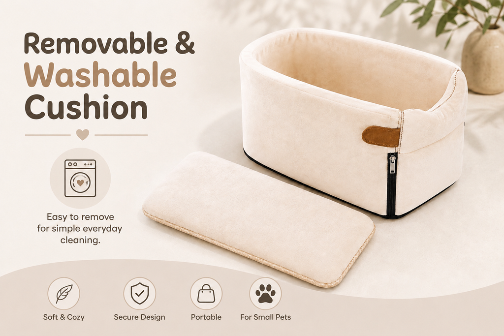 CozyRide Center Console Pet Car Seat – Portable Carrier for Small Dogs & Cats