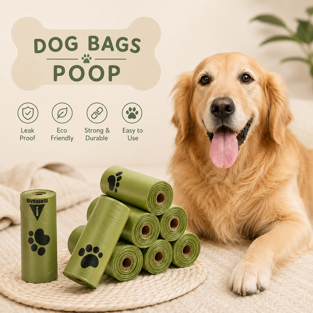PawGuard dog waste bags close-up – thick, odour-resistant material