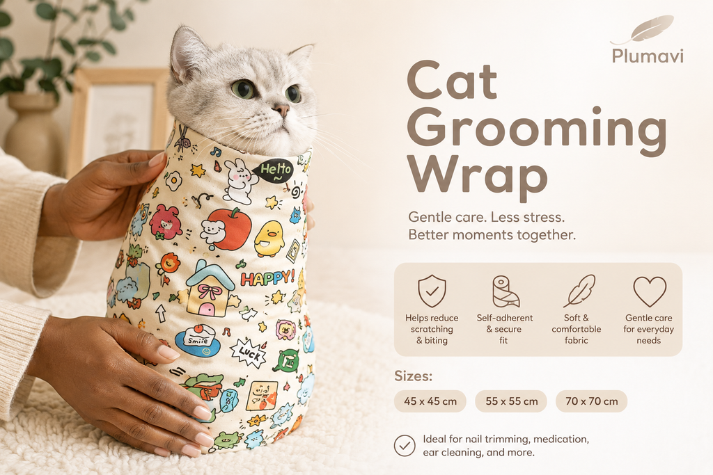 Cat Grooming Wrap – Self-Adherent Swaddle for Safe & Easy Care