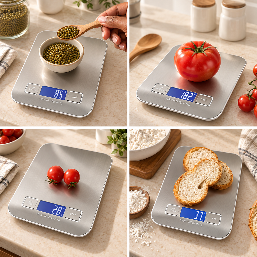 MeasureEase Digital Kitchen Scale – Stainless Steel Food Scale
