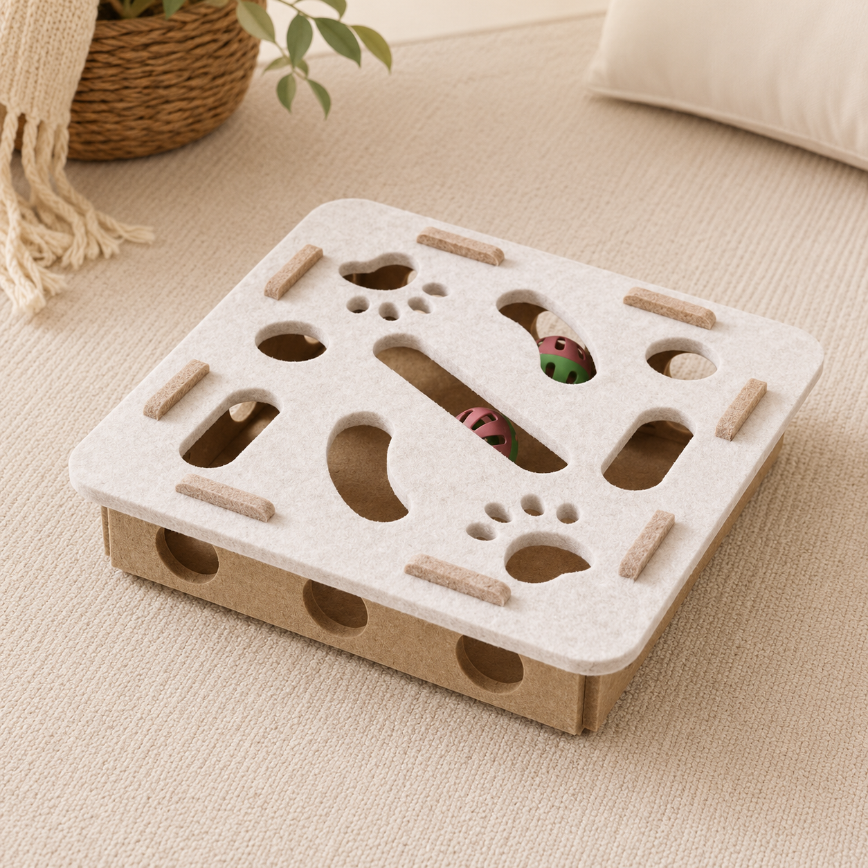 PurrMaze white square interactive puzzle – stimulates cat instincts